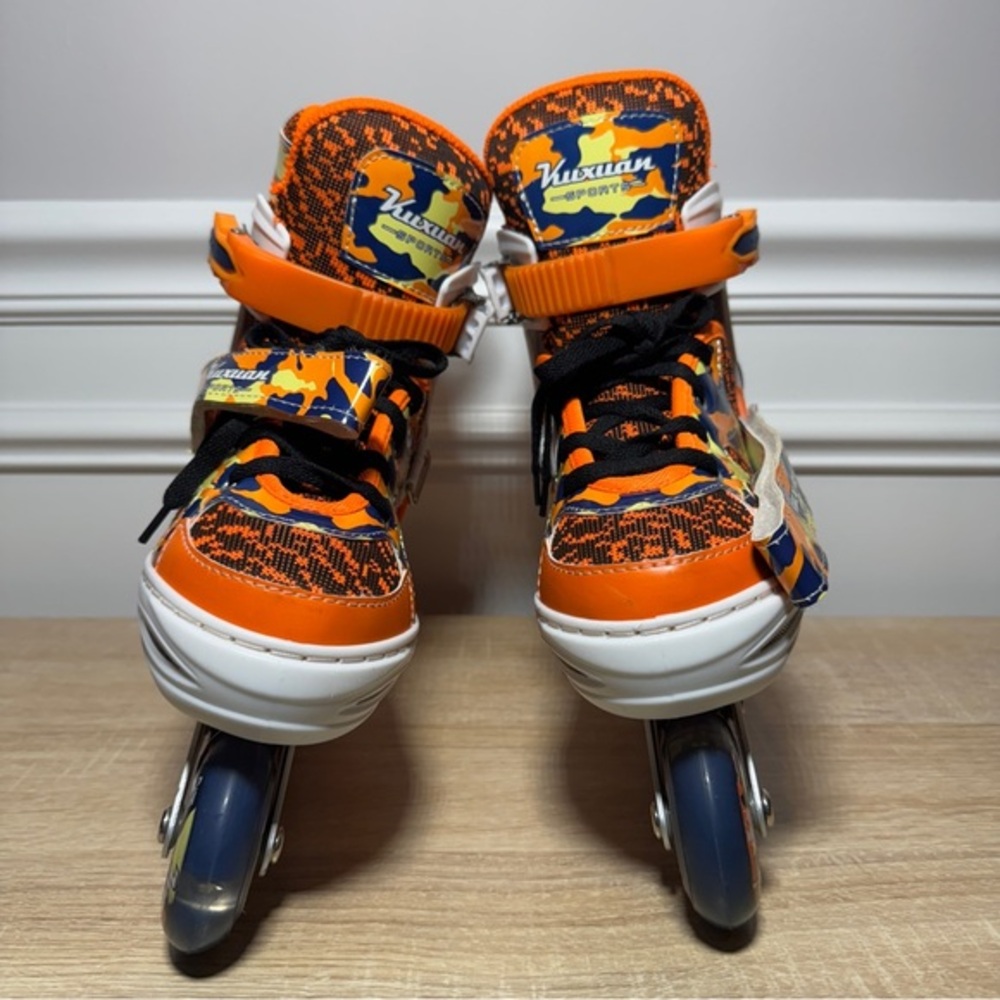 Kuxuan Orange and Blue Inline Skates wAnkle‎ Support. Wheels lightUP ADJUSTABLE - Picture 2 of 6